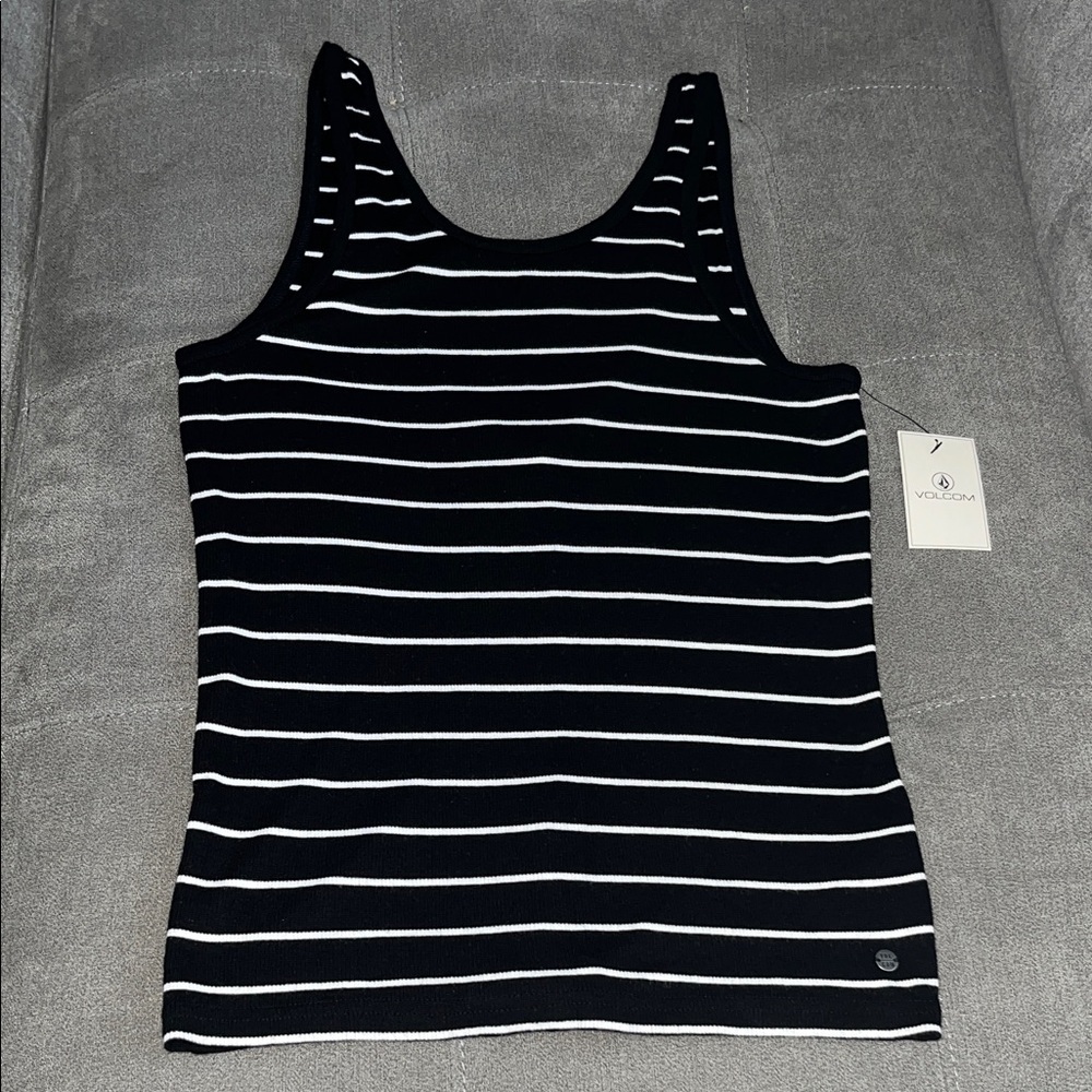 Volcom Black and White Striped Tank Top